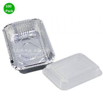 Aluminum Roasting Pans Disposable, Aluminum Pans with Lids, Aluminum Pans for Toaster Oven, Aluminum Tins Baking, Aluminum Foil Pans (400 ML), Foil Pans for Parties, BBQ, Catering, Baking [100 Pack]