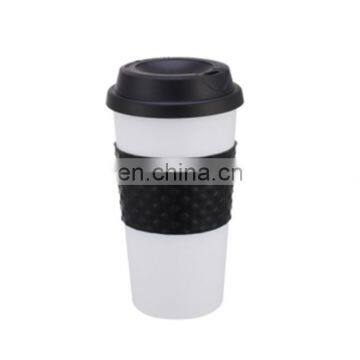 Promotional Custom Plastic PP Silicone Cover Bamboo Fiber Reusable Coffee Cup With Lid photo-5