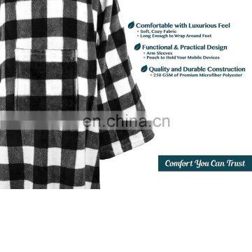 TEX-CEL Premium Fleece Plaid Adult Wearable Hooded Throw Blanket With Sleeves photo-3