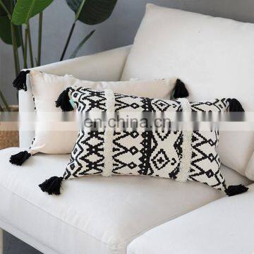 Ready to Ship Home Decoration Pillow Case Printed Tufted Sofa Cushion Cover With Tassels photo-6