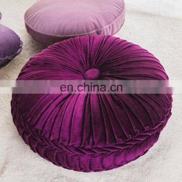 Pumpkin Shaped Circle Round Velvet Purple Wrinkle Cushion Floor Pillow Seat Cushions Chair Pads for Living Room Sofa Deco photo-3