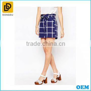 OEM fashion lady grid casual a line mini sports shorts for lady