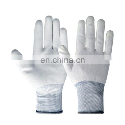 Palm Fit Hot selling high quality 13G white nylon work gloves with white PU coating