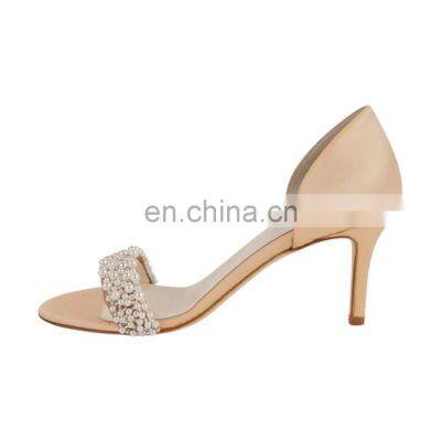 Ladies beautiful fancy pearl design low heel ankle wrap sandals shoes other colors option are available