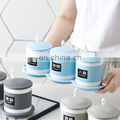 Spice Jars Spoon Ceramics Shakers wholesale Storage Kitchen Supplies Set Food Seasoning Box Jars Herb Bottles Spice Containers