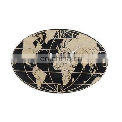 Unique designs frameless world map wall clock for hotel restaurants