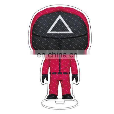 Squid Game Key Chain Mini Doll Key Chains Clear Acrylic Cosplay Red Man Halloween Keyring Soldier Squid Game Keychain photo-3