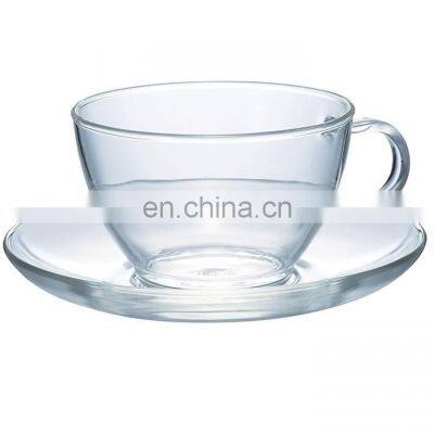 Coffee Cup with Saucer, Clear Double Wall Glass with Large Handle, Cappuccino and Tea Glass With Saucer