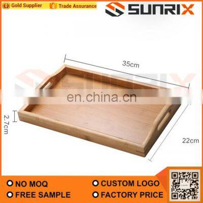 Best Selling Serving Tray Bamboo Wooden Tray With Handles Great for Dinner Trays photo-5