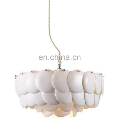 Nordic White Round Shell Chandelier Glass or Ceramic Seashell Hanging Light Indoor Bedroom LED  Pendant Lamp