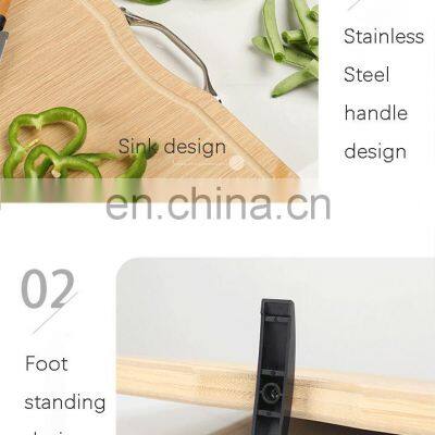 2020 Custom Wholesale Large Kitchen Vegetable Meat Bamboo Wood Wooden 3 Piece Chopping Cutting Blocks Board Set Of 3 With Handle