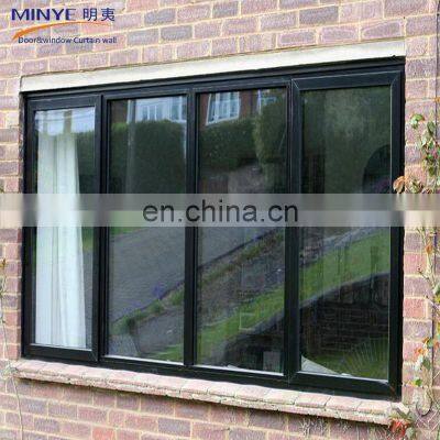 Residential aluminum profile sliding window alloy black frame glass windows