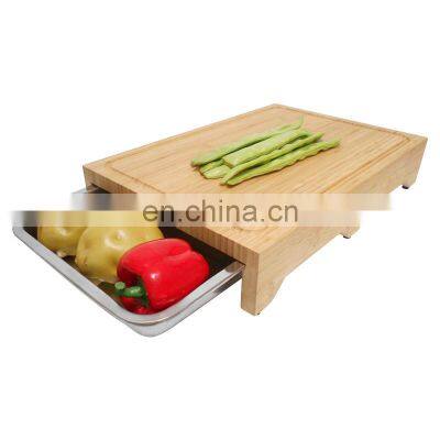 Space Saver Design Bamboo Cutting Board With 2 Big Organizing Stainless Steel Trays And Eco Friendly Sustainable Chopping Board photo-3