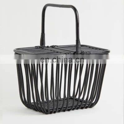 Пиковое качество пикниковая корзина из плетеного ротанга с двумя крышками и ручкой Оптовый поставщик photo-2