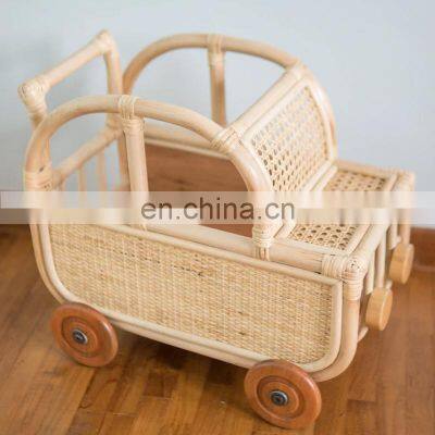 Hot Sale Rattan Toys Storage Wicker Car Sustainable Natural Children Toy Kid's Doll Toy Vietnam Manufacturer photo-3