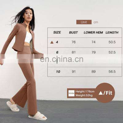 Fleece Zip Up Sleeve Sports Jacket Custom Logo Winter Slim Yoga Outdoor 310g Tops 92polyester 8spandex photo-4