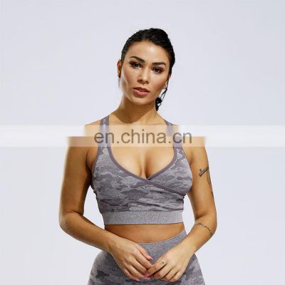 High Quality Custom Sports Bra Sexy Camouflage Seamless Yoga Bra For Women