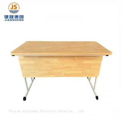 JS Hot Selling Office Classroom Teacher Table Desk Wooden Metal Frame Fixed Height Teacher Desk with Storage Drawers
