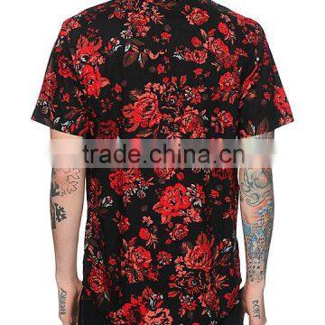 Wholesale Rose Printed Hawaiian Short Sleeve Mens Shirts photo-2