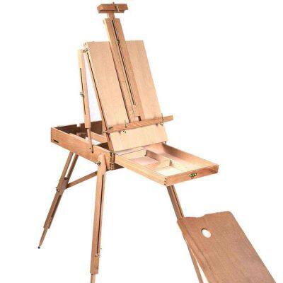 Large Solid Beech Wood Painting H-Frame Foldable Wooden Easel Stand Easel With Storage Drawer and Palette