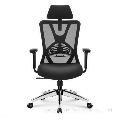 High Back Desk Chair with Adjustable Lumbar Support, Headrest & 3D Armrest - 130°Rocking Mesh Computer Chair