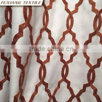Poly-cotton Canvas Embroidered Window Curtain Fabric Color:blue,red,coffee, Beige,ecru,white photo-2
