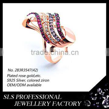 Beautiful Lady's Ring Rose Gold Plating With Colorful Zircon Indian Bridal Costume Jewellery -SLS photo-2