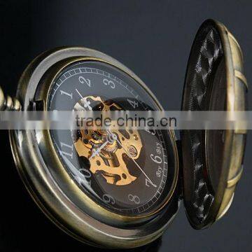 Men's Copper Case Black Dial Mechanical Pocket Watch WP084