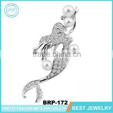 Yiwu Wholesale Fashionable Mermaid Jewelry Rhinestone Brooch