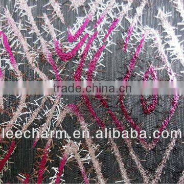 Poly Metallic Blended Vortex Pattern Printing Foil Organza Mesh Fabric