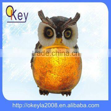 Garden decor LED Polyresin Owl Mosaic Light