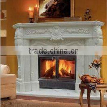 Natural white marble carving fireplace