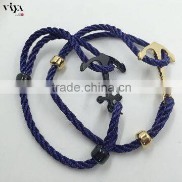 Steel Women Fashion Vintage Anchors Rudder Rectangle Leather Bracelet Blue Green Red Black Girl Jewelry Wholesale Products