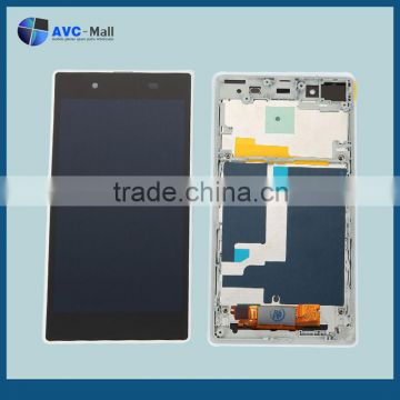 china mobile LCD screen and touch assembly with frame for Sony Xperia Z1 L39h white