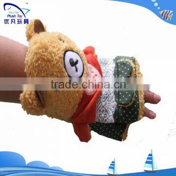 2015 winter warm new plush bear pattern fingerless fleece glove