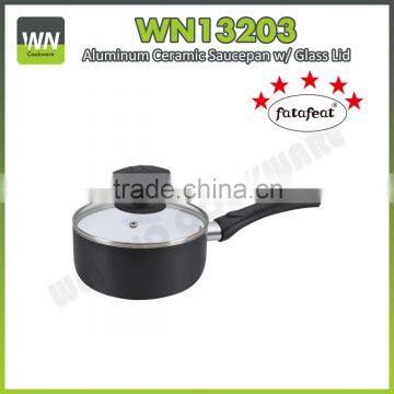 Good Quality Aluminum Pressed Sauce Pan with Glass Lid(WN13203)