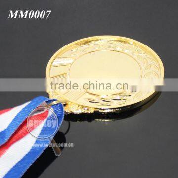 Blue White Red Color Ribbon Belt Custom Wholesale Celebration Souvenir Sports Meeting Blank Alloy Metal Gold School Medal photo-4