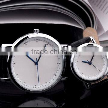 Fashion simple style blue hands leather couple watches