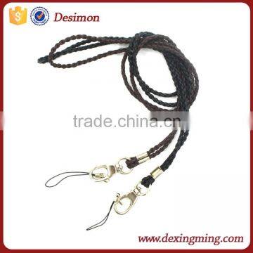 Deluxe Durable Leather Necklace Lanyard for Camera ID badge holder, Key fob Cell Phone, Key, USB,