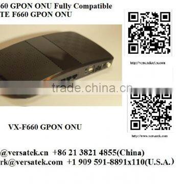 VX-F660 GPON ONU Home Gateway, 4GE, VoiP, 802.111n and more (fully Compatible with ZTE F660); Contact: sherry@versatek.cn