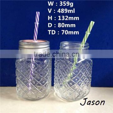 16oz 480ml glass mason jars with lid and straw