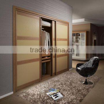OPPEIN 3 Sliding Doors PU Leather Wardrobe