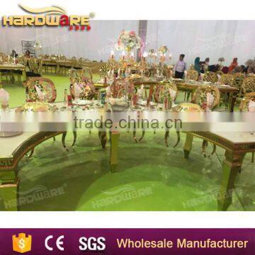 Half Round Wedding Gold Table , White Top Dining Table MDF photo-2