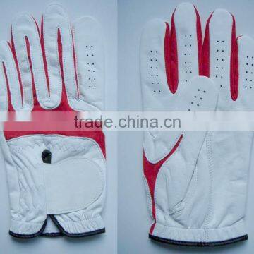 White Cabretta Golf Glove with Red Lycra