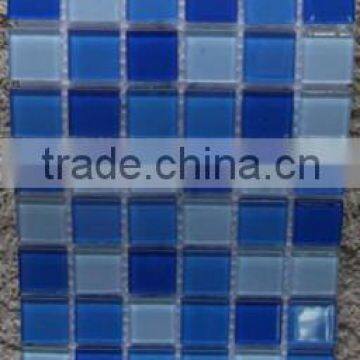 Popular crystal glass mosaic cheap swimming pool tile blue