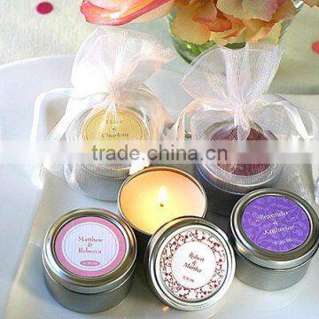 Scented paraffin wax candle in travel tin heart tin candle out side candle