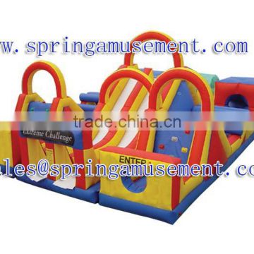 Hot selling inflatable obstacle course inflatable barrier with double tunnel and single slide SP-OC016