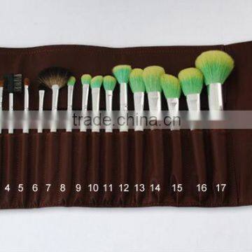 portable 17pcs top quality natural hair makeup brush set