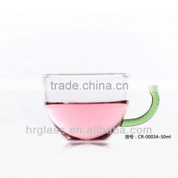 OEM ODM Custom Heat Resistant Glass Tea Cups with color handle