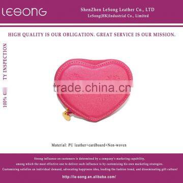 Red Color Heart-Shaped Leather Ladies' Coin Pocket Purse